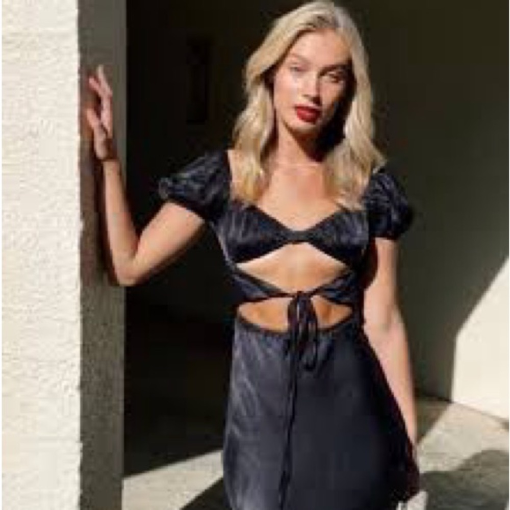 VRG GRL Au Revoir Bias Cut Maxi Dress in Black Size 4 - Picture 2 of 7